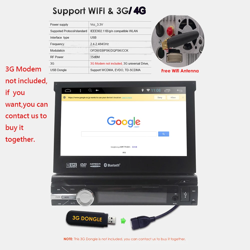 Автомобильный видеоплеер с GPS-навигацией Android 8 1 универсальный Din Съемная