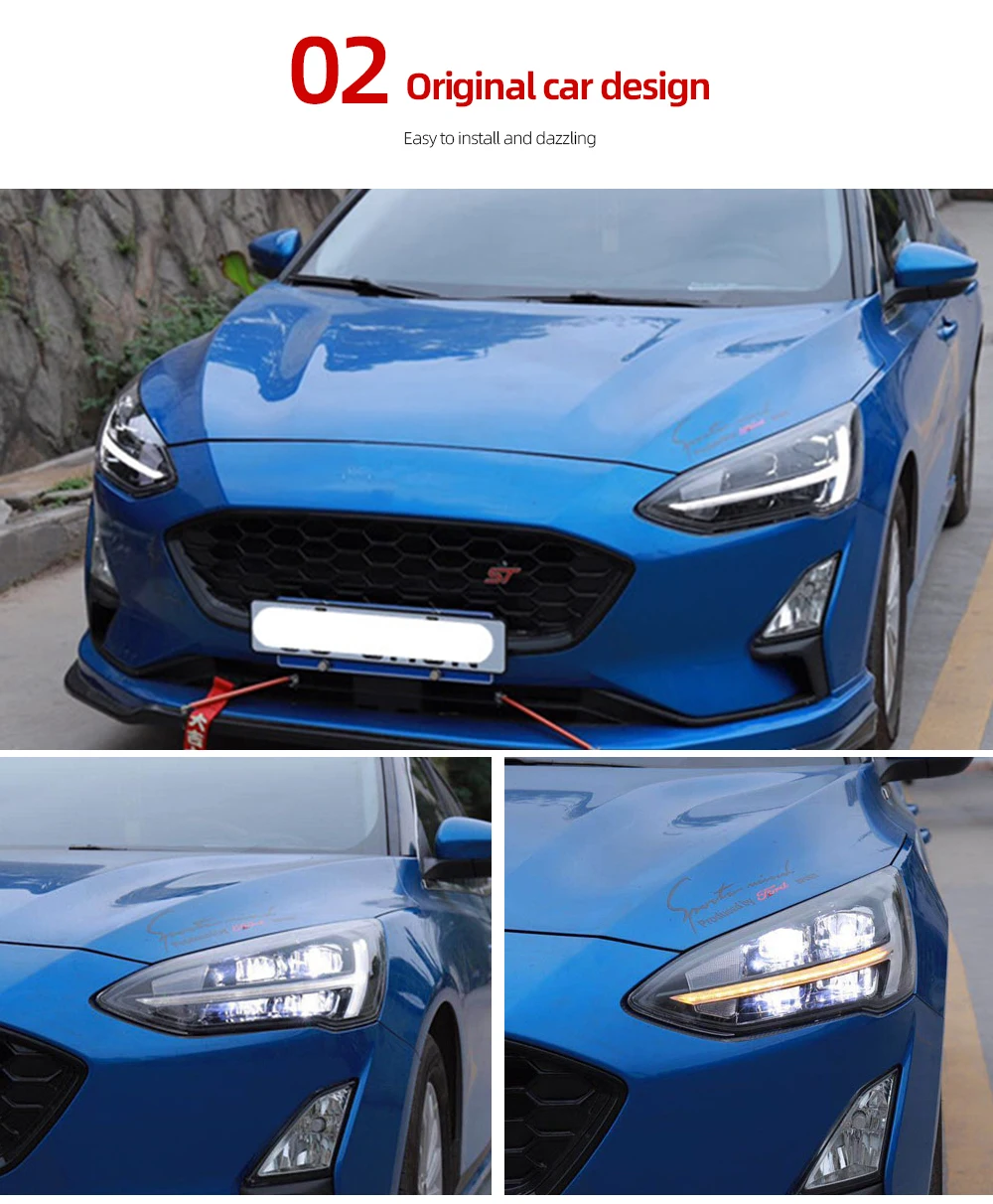 CSCSNL 2 шт. автомобильный Стайлинг для Ford Focus головной светильник s весь светодиодный головной светильник дневной ходовой светильник DRL Bi-светодиодный объектив