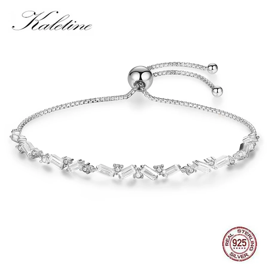 KALETINE Fashion 925 sterling silver Bracelet Clear Cubic Zircon Tennis Charm Bracelets for Women Jewelry My Orders aliexpress