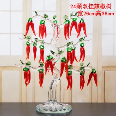 24pcs Doulbe-hang Кристалл творческий день Чили дерево красные огненные украшения винный шкаф гостиная Свадебные украшения домашний декор стола - Цвет: 24pcs Doulbe-hang