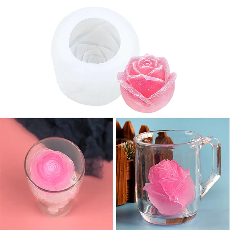 

3D Rose IceCube Mold Silicone Rose Flower Ice Mold Used for Wine Drink Decoration J8