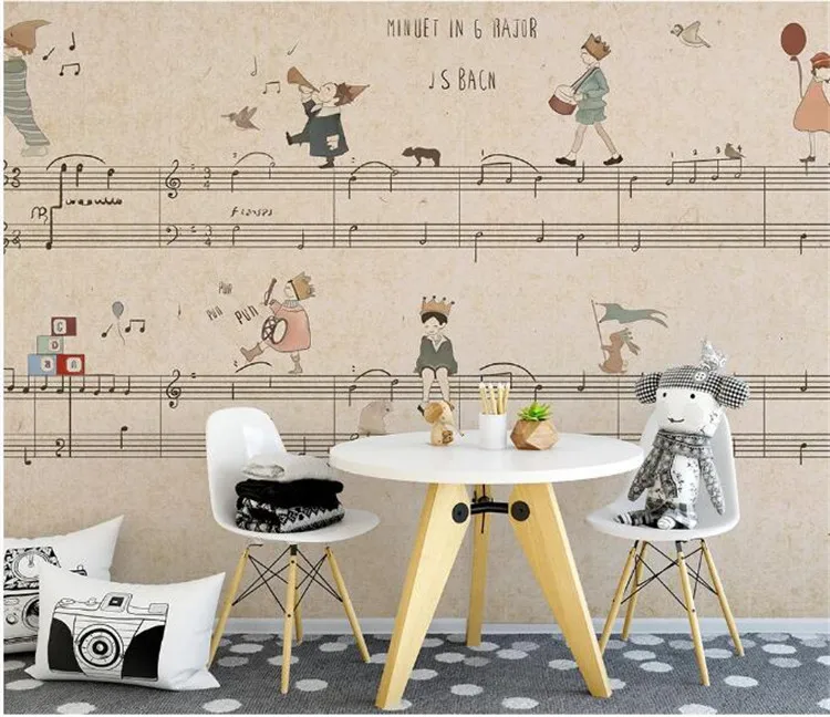 Оригинальная принцесса музыкальная нота 3d мультфильм обои роспись для девочки