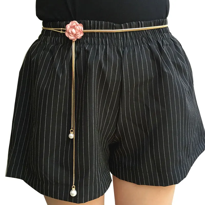 

Elegant Women Flower Pearl Waist Chains Slim Skinny Metal Girdle Waistband Classic Dress Pants Chain Waist Chain Female Belts