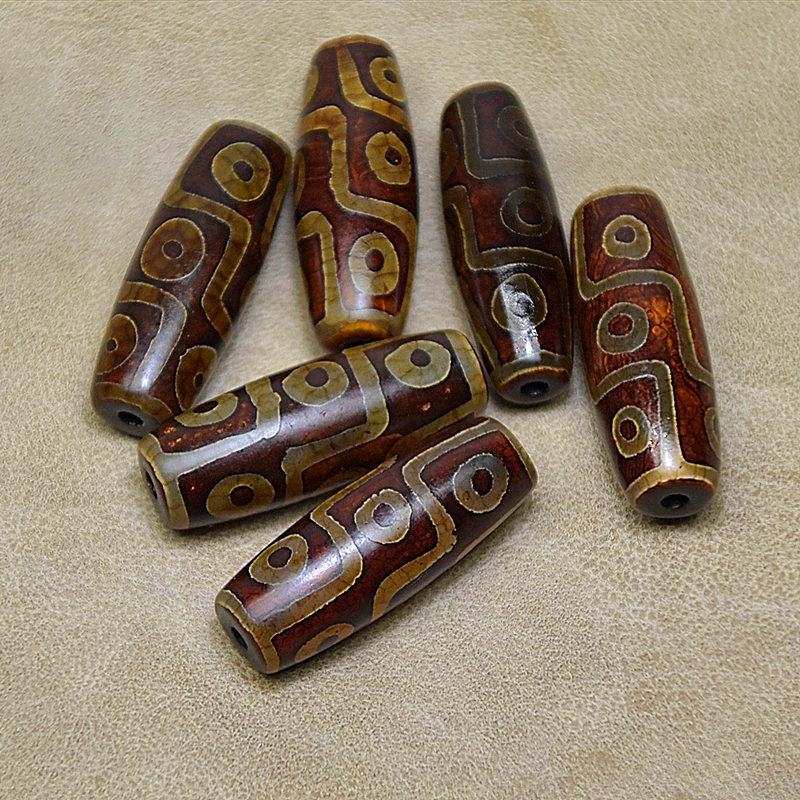 Fire roasted brown agate beads Tibet 9 eyes DZI 15*41mm men and women jewelry DIY free shipping | Украшения и аксессуары