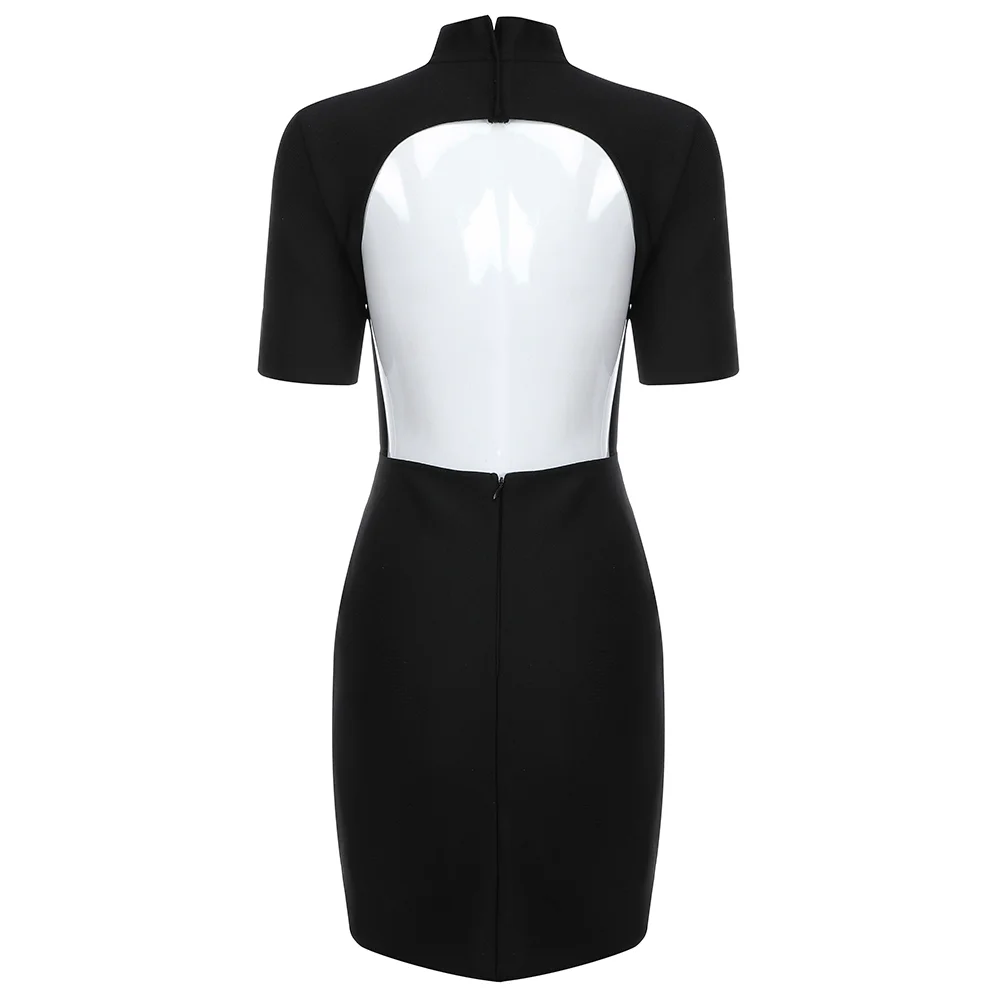 Женское однотонное летнее платье с коротким рукавом черное Белое Облегающее