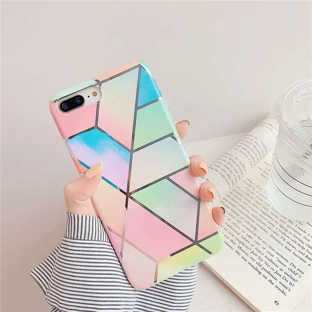 Покрытие геометрический мраморный чехол для iphone 7 XR 11 Pro Max чехол для iphone X XS Max 8 7 6 6S Plus чехол для телефона силиконовый мягкий чехол