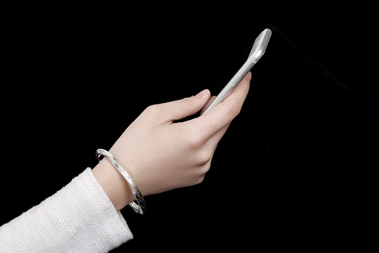 Винтажный настоящий твердый S999 Стерлинговое Серебро запонка с рыбой браслеты для женщин и мужчин витой Тип нарукавник мужской модный ювелирный браслет