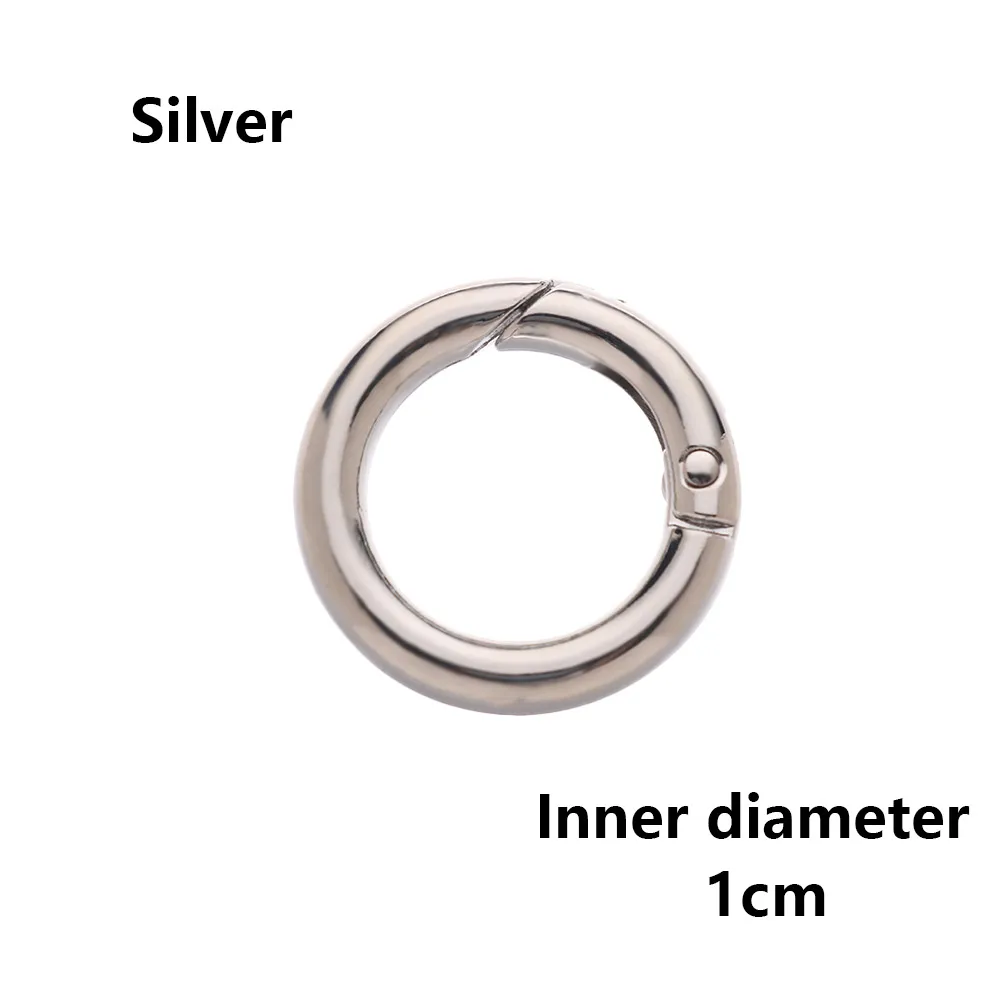 silver 1cm 2 шт., оцинкованный сплав, пружина для ворот, уплотнительное кольцо, пряжки-зажимы, карабин, кошельки, сумки, Круглый пусковой крючок, карабин - Цвет: silver 1cm