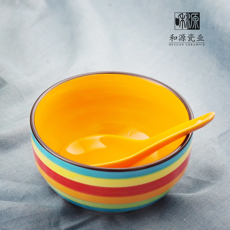 Радуга смешивая чаша цвет керамические миски ручная подглазурная роспись