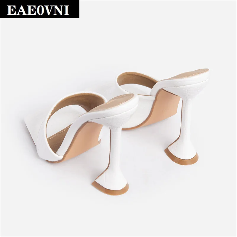 

Super High Heel Women Fashion Slippers 2021 New High Quality PU Barefoot Open-toe Flip-flops Women's Banquet Party Shoes
