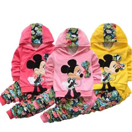 Весенне осенние комплекты одежды для девочек Детская мода мультфильм хлопок с