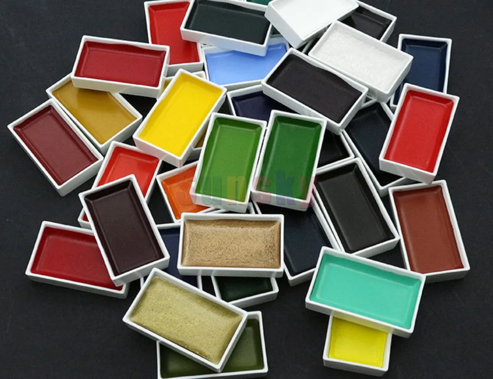 48 Colors Kuretake Solid Watercolor Paint pigment Sketch Drawing For Painting High Quality Art Supplies |