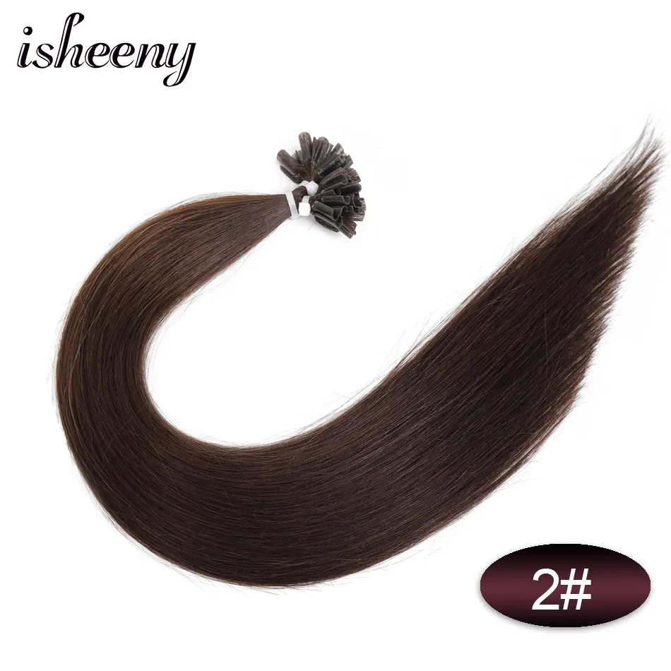 #2 Isheeny 1" 18" 2" 22" 2" Remy волосы для наращивания Кератин U Совет волос шелковистые прямые предварительно связывание человеческих волос Natural 50 шт - Цвет: #2