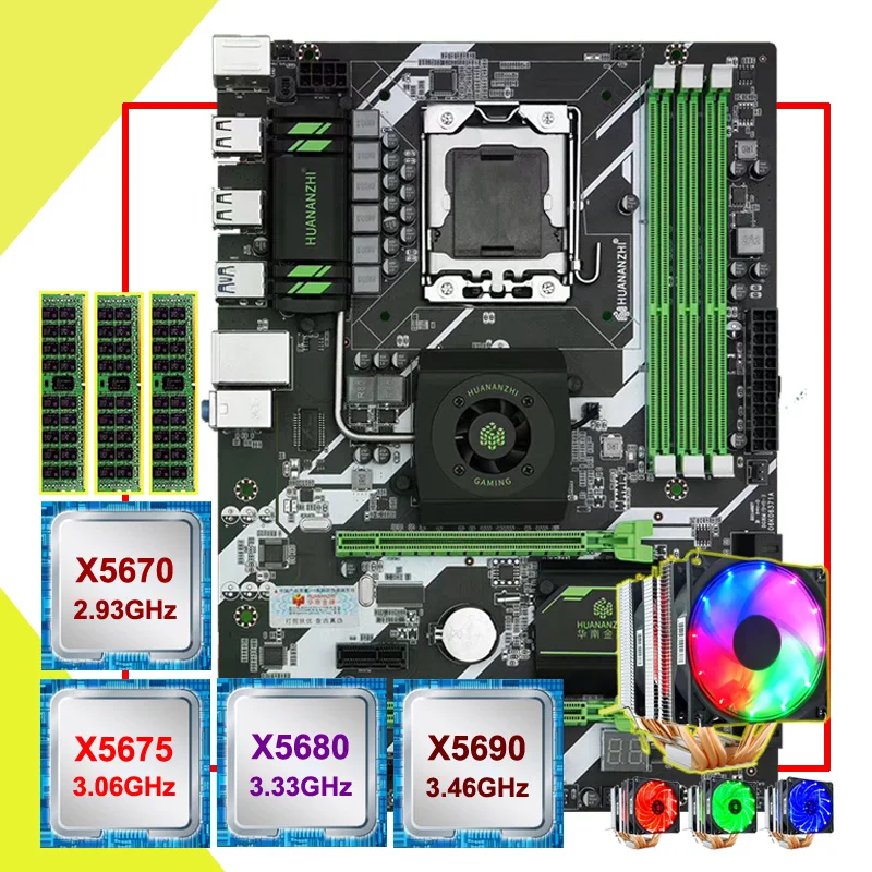 Комплект материнской платы HUANANZHI X58 Deluxe сделанный на заказ ЦП Xeon X5670/X5675/X5680/X5690 с 6