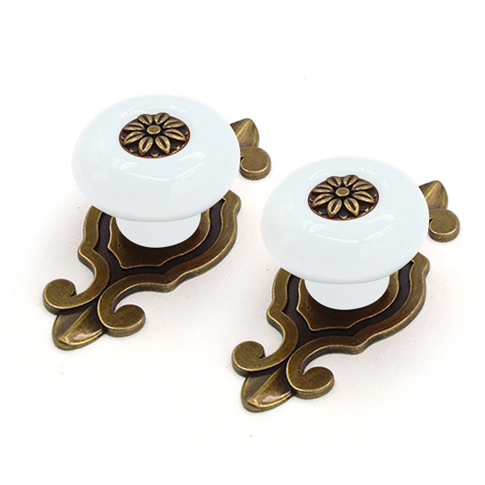2Pcs/set Ceramic Metal Drawer Cabinet Wardrobe Cupboard Door Knobs Furniture Handles Home DIY | Инструменты