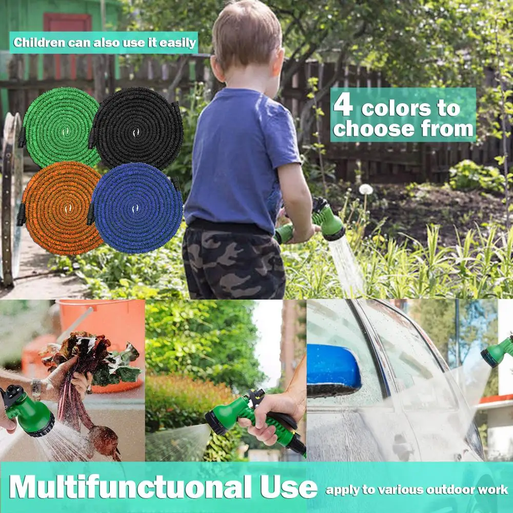 

Faucet Spray Hoses Soft High Pressure Water Gun With Hook For Garden Watering Car Wash Telescopic Water Pipe