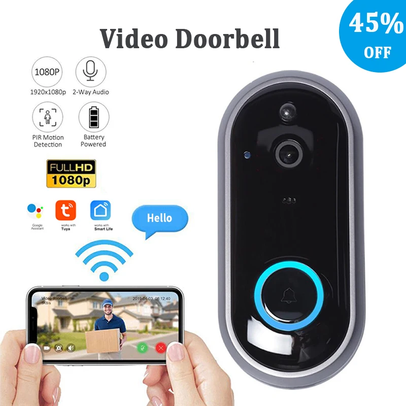 Дверной звонок Tuya HD 1080P с дистанционным управлением беспроводной Wi-Fi |