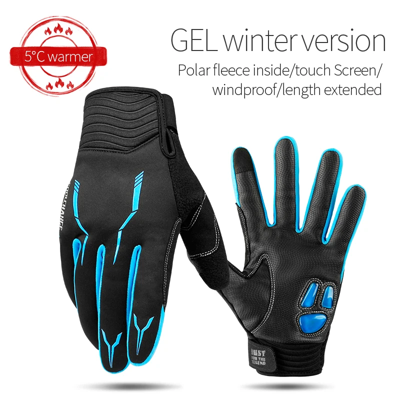 91043 Winter Blue Зимние перчатки для езды на велосипеде с сенсорным экраном, гелевые перчатки для езды на горном велосипеде, спортивные перчатки для езды на мотоцикле, велосипедные перчатки для мужчин и женщин - Цвет: 91043 Winter Blue