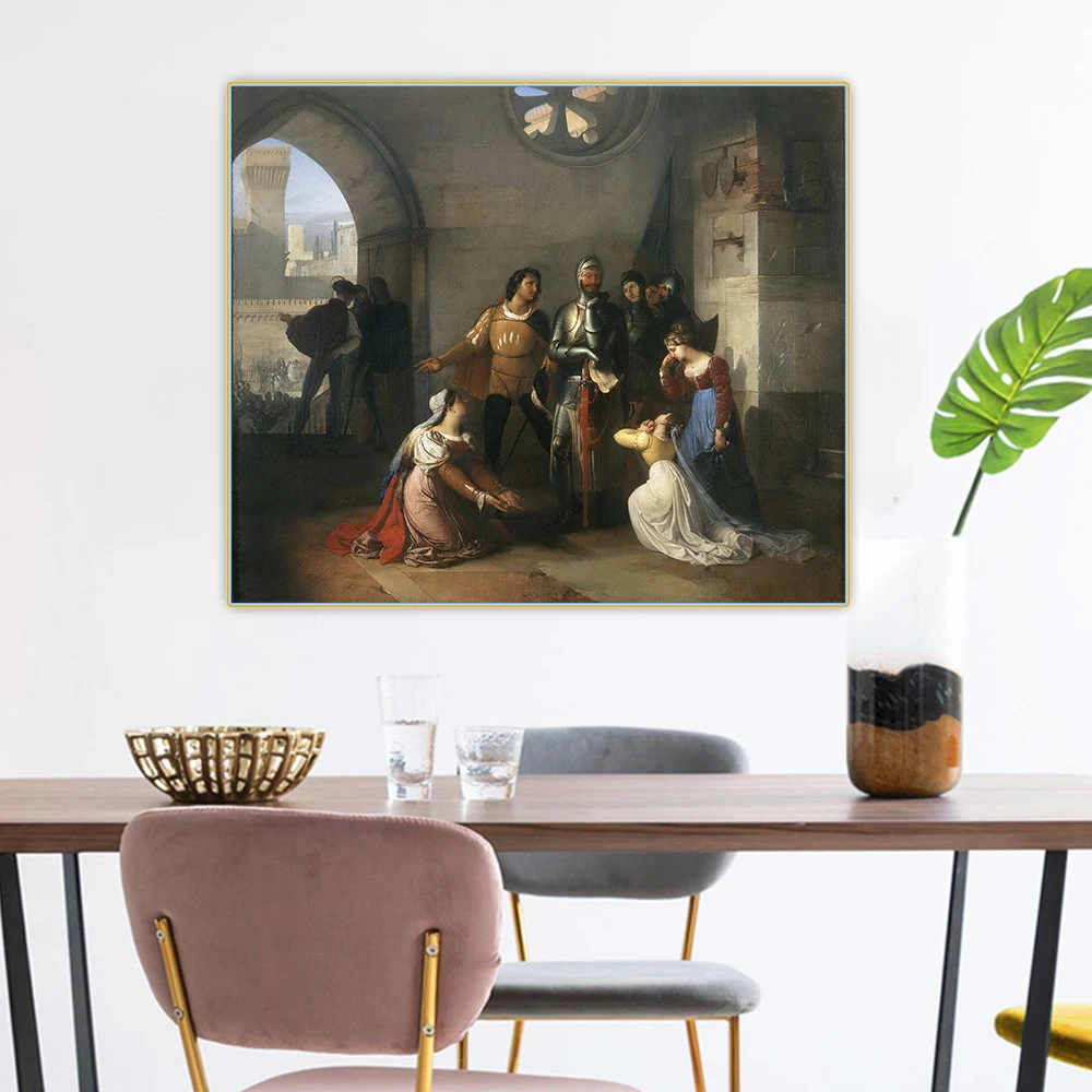 

Holover Canvas Oil Painting Home Room Decoration Francesco Hayez"Pietro Rossi prisoner of the Scaligeri"Romanticism Aesthetic