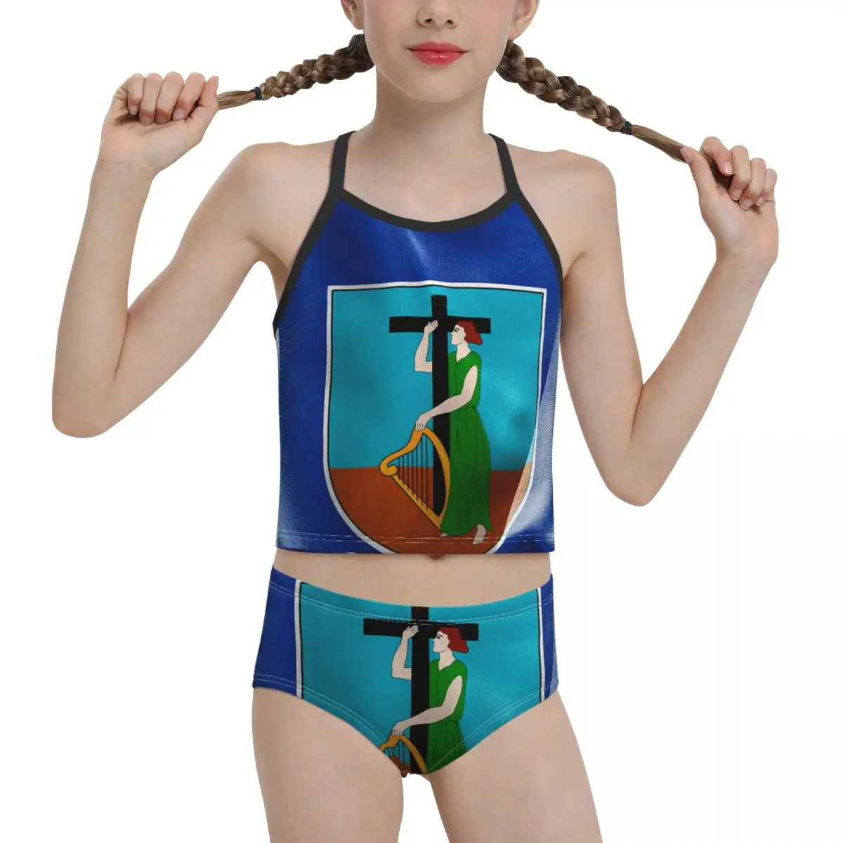 

Купальник-бикини для девочек младшей и старшей школы, с принтом в виде флага Монтсеррата, 2021