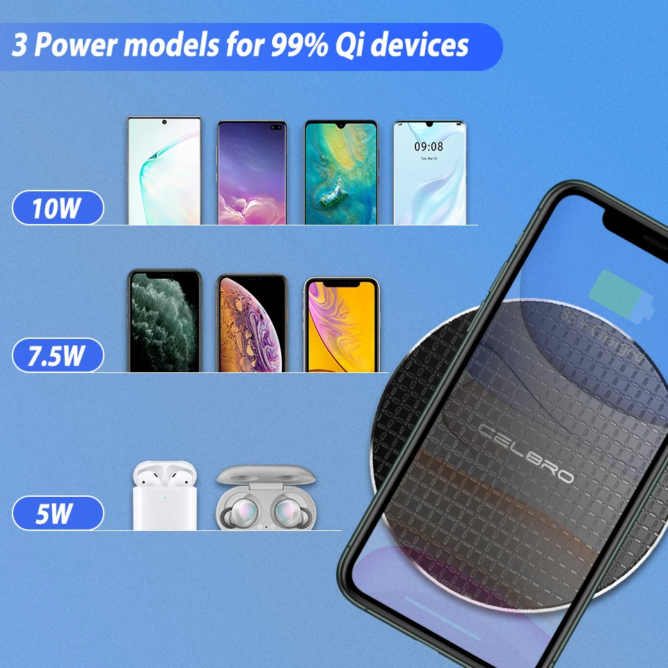 10 Вт Быстрое беспроводное зарядное устройство Qi для iPhone 11 Pro XS Max XR X 8 Plus