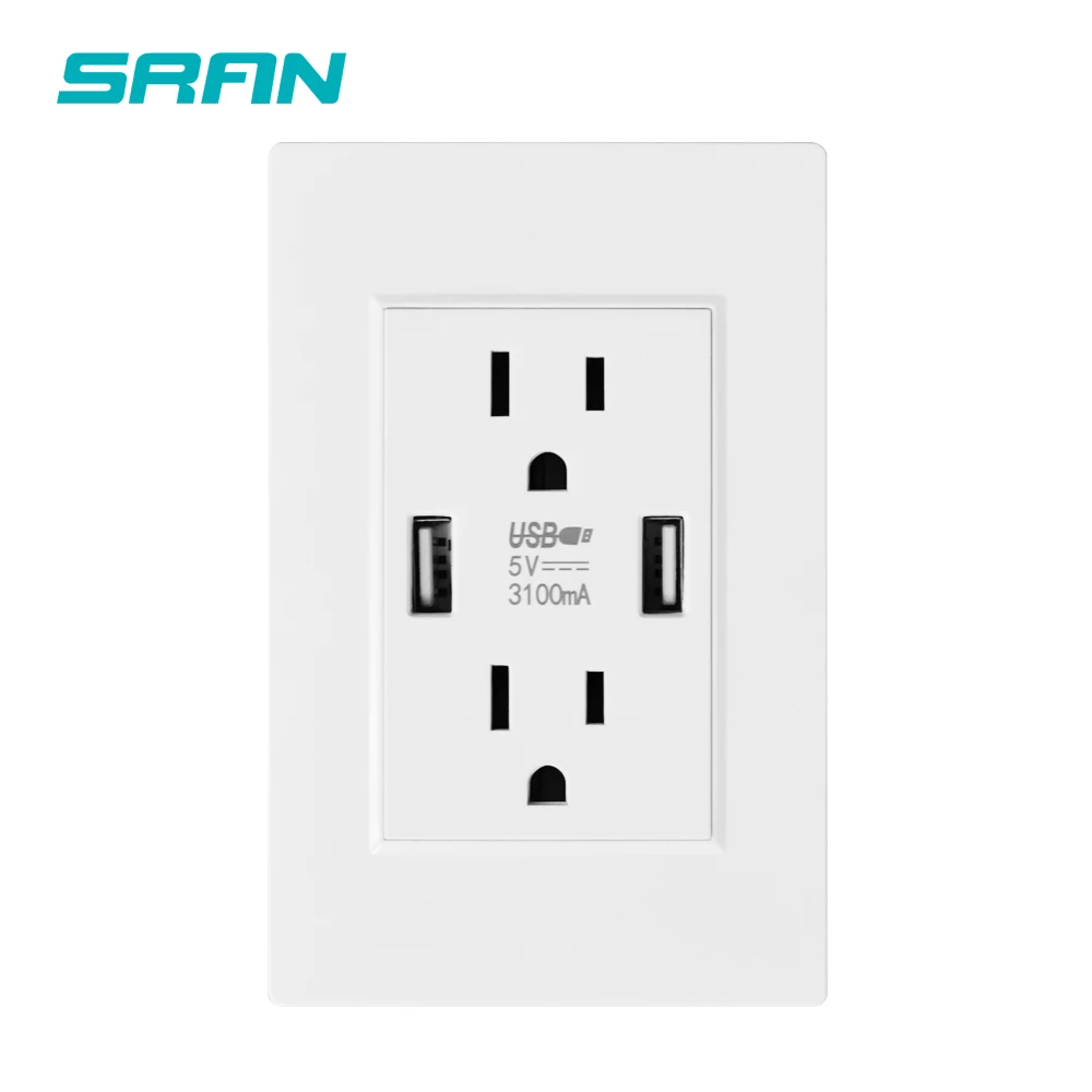 SRAN нам стандартный разъем dual usb настенная розетка двойной 2.1A Розетка с