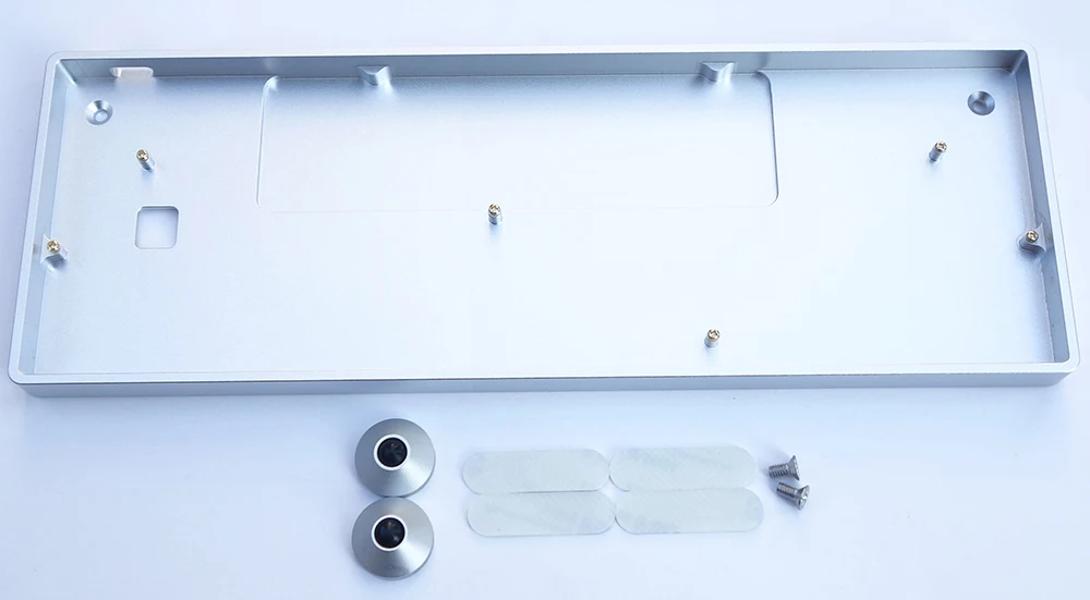 Silver NPKC низкопрофильный CNC Анодированный Алюминиевый чехол с отсеком для батареи для 60% механическая клавиатура DIY подходит GH60 A60 XD60 XD64 Poker2 и т. Д - Цвет: Silver