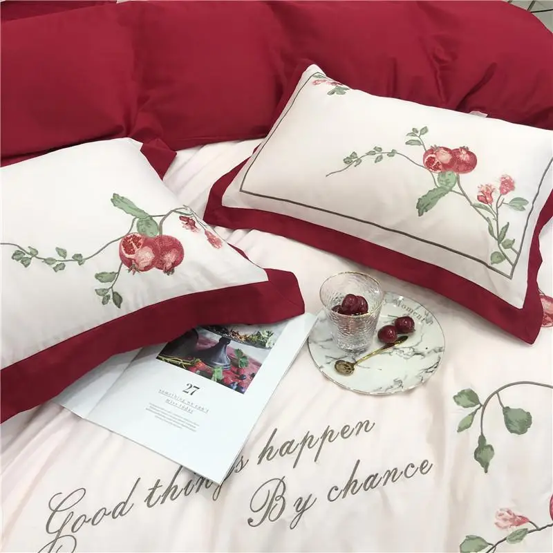 Новый роскошный красный американский Пастырское с вышивкой и цветочным принтом