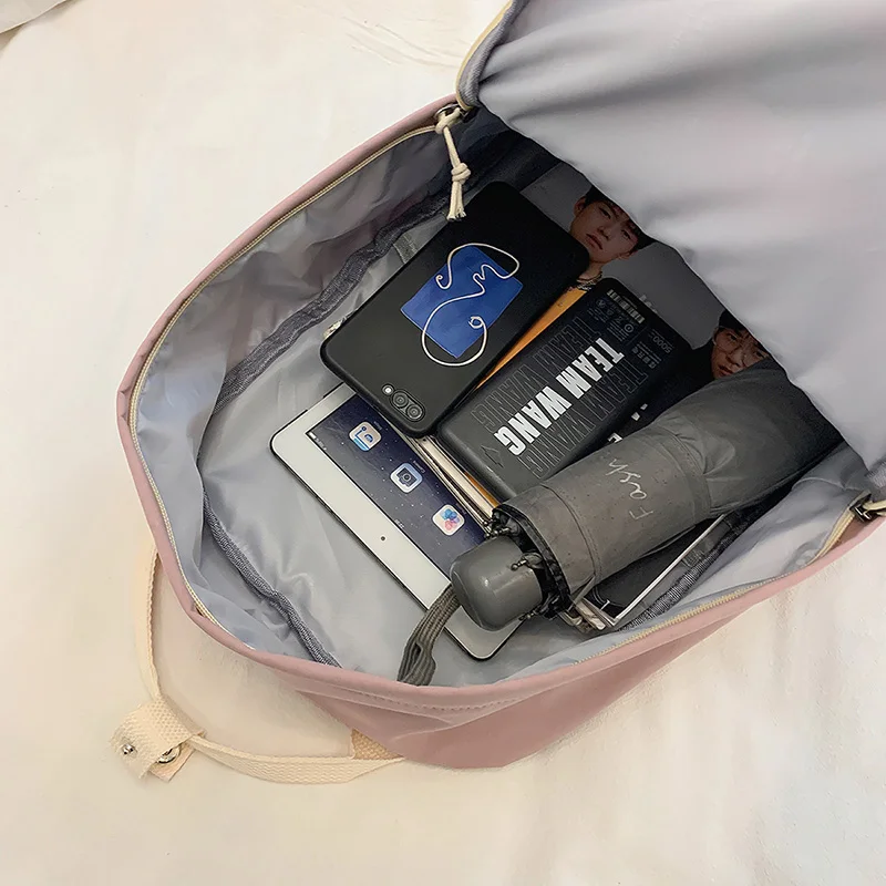 

DCIMOR New Korean Portable Ring Buckle Student Backpack Schoolbag For Teenage Girl Waterproof Nylon Travel Bag Women Backpack