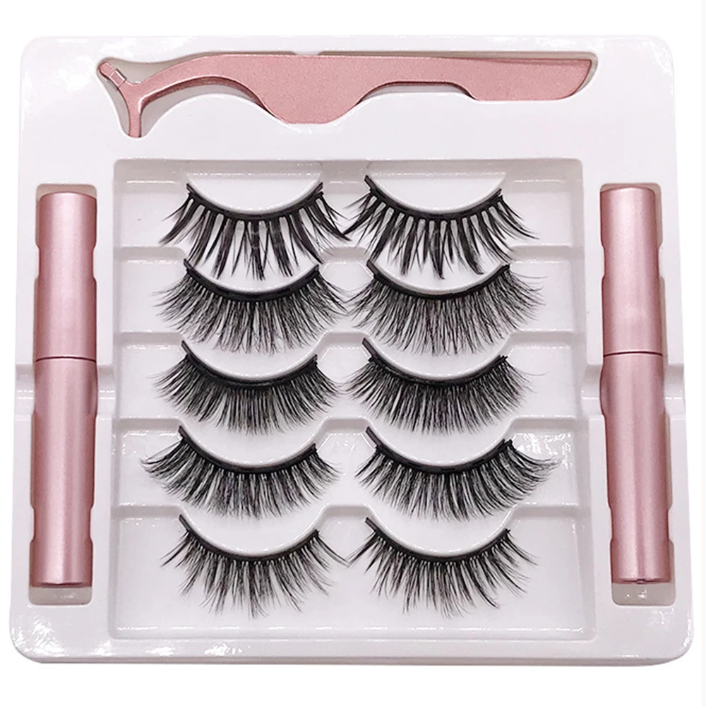 5 пар 3D Магнитные накладные ресницы подводка для глаз короткий долговечный