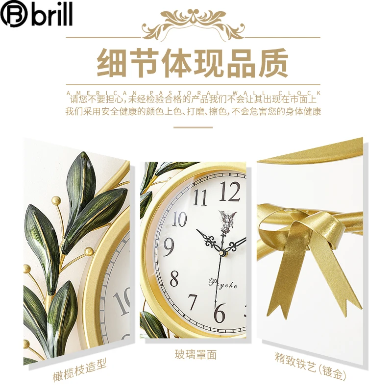 

American Vintage Wall Clock Silent Classic Luxury Large Wall Watch Modern Design Creative Wall Clock In Living Room Quartz 50