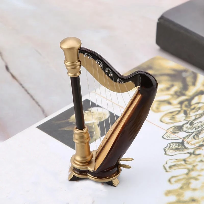 Wooden Mini Harp Replica And Gift Box Model Musical Instrument Home Decor 9Cm | Спорт и развлечения