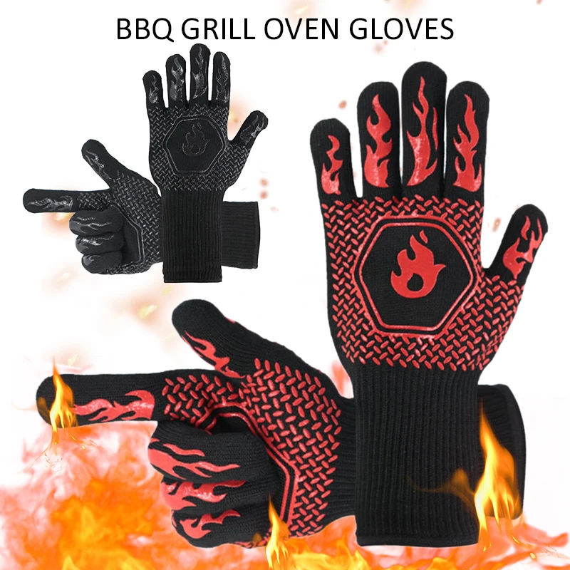 

2 шт./компл. перчатки для духовки, 800 градусов, жаропрочные нескользящие перчатки для гриля, огнеупорные перчатки для барбекю с теплоизоляцией, перчатки для выпечки микроволновой печи