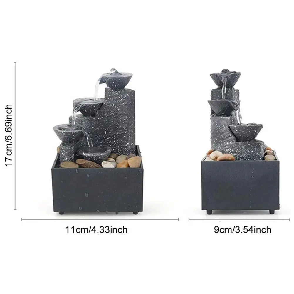

Indoor Fountain Waterfall Stylish Desktop Fountain Living Room Home Office Desktop Small Fountain With LED Light