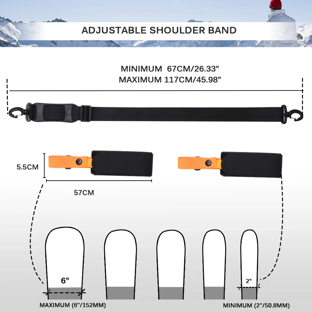 

Ski Shoulder Strap Ski Handle Bags 2020 New Adjustable Ski Bar Shoulder Carrier Hand Straps Keeper Hook Double Snowboard Straps