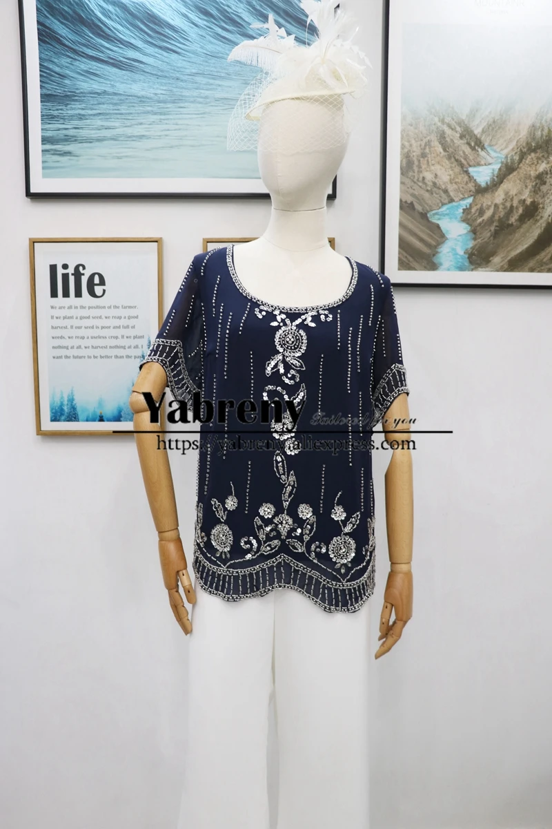 

Hand Beading Mother of the bride pant suits dresses Two Piece outfit Real pic