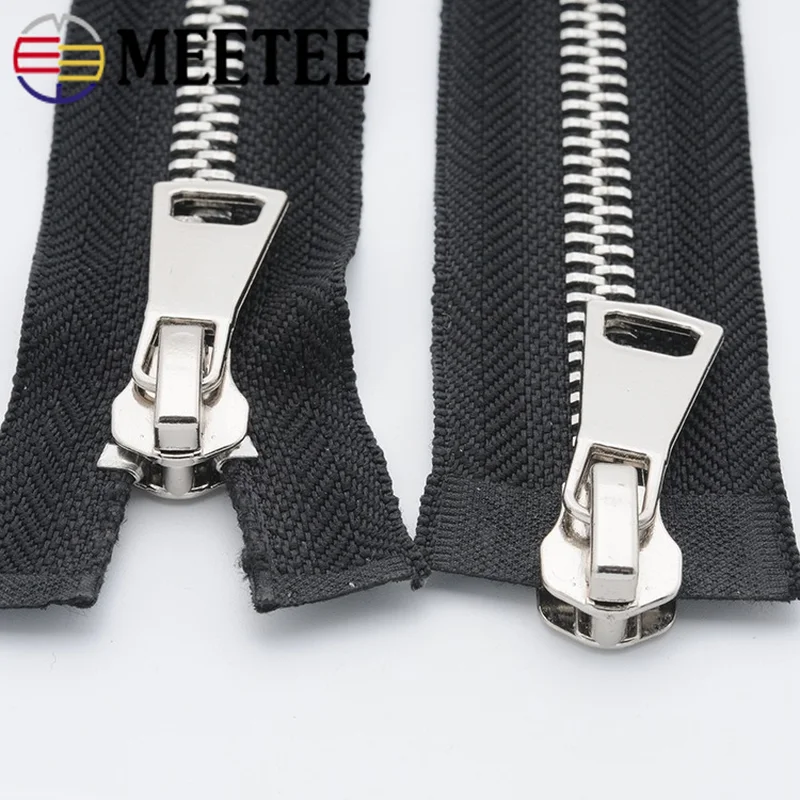 Meetee 1PC 8# 70/80/100/120cm Double Open End Metal Black Zipper Clothing Jacket Coat Outdoor DIY Sewing Accessories AP494|Молнии| |