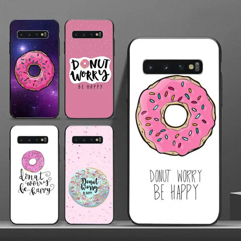 

Donut Worry Be Happy pink sweet donut Phone Case For Samsung galaxy S 8 9 10 20 21 30 A 30 50 51 70 note 10 plus Ultra 5g