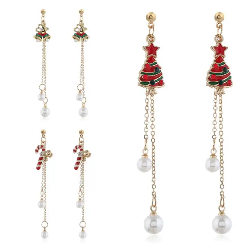 

1 Pair Women Christmas Earrings Series Bell Christmas Tree Sled Earrings Alloy Drop Oil Snowflake Earrings Jewelry Gift New 2021
