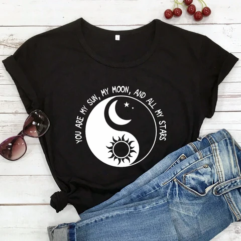 Женская футболка с надписью «You Are My Sun My Moon And All My Stars»