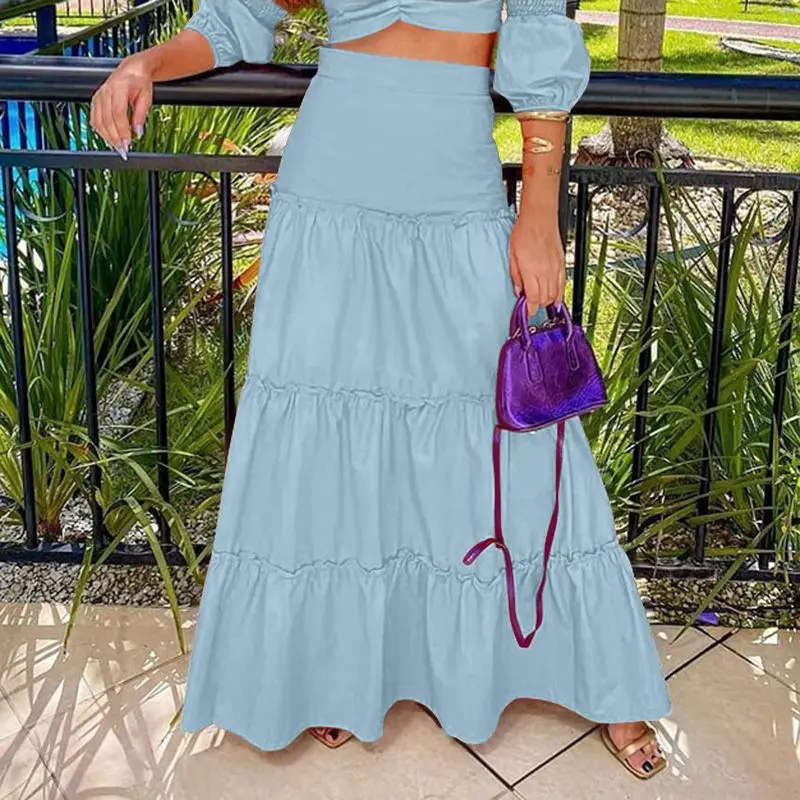 

Юбка-макси VONDA Женская однотонная, повседневная однотонная плиссированная юбка с завышенной талией, свободная вечерняя трапециевидная, ули...