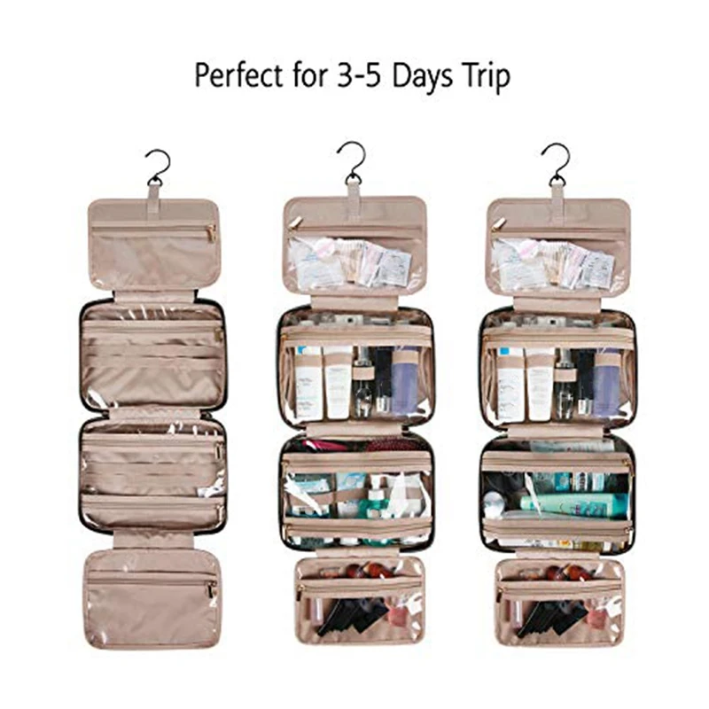 

Travel Toiletry Bag with Hanging Hook Makeup Cosmetic Bag Travel Organizer Portable Bathroom Storage Bag Cosmetic Bag