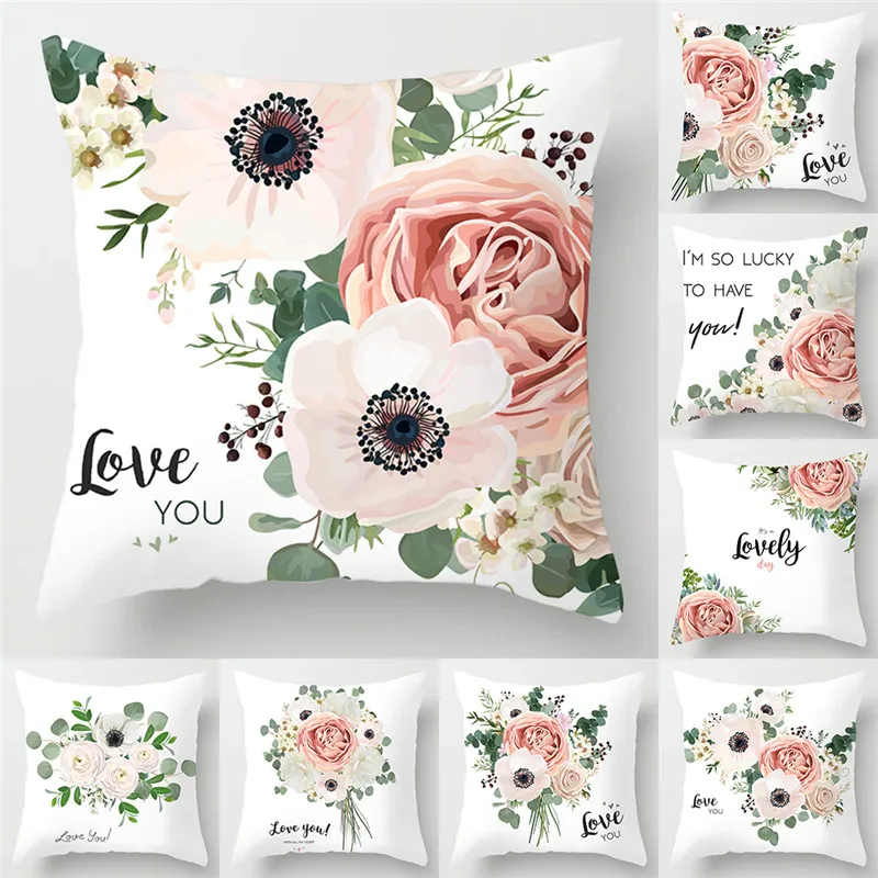 45*45 см большая Цветочная белая наволочка с принтом подушки из микрофибры мягкие