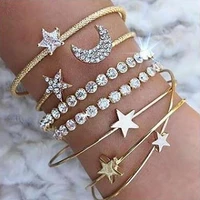 4pcset new product explosion star moon open bracelet fashion classic rhinestone bracelet set