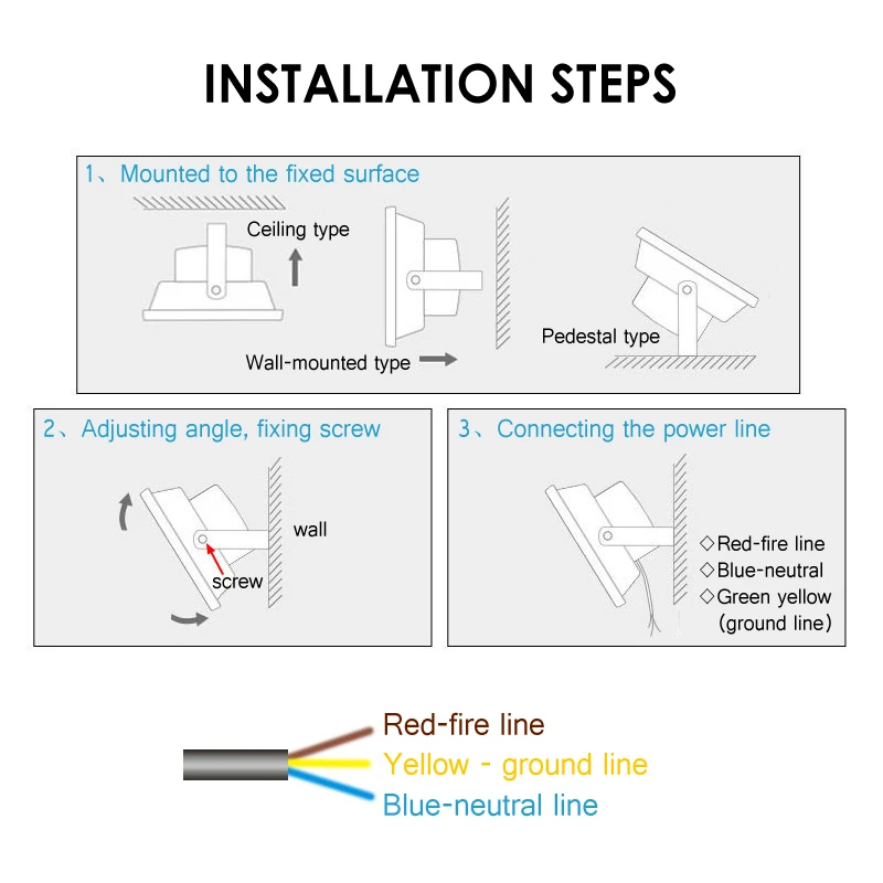 

Floodlight outdoor Lighting IP65 adjustable angle 50W waterproof Landscape wall lamp projector housing garden led flood lighting