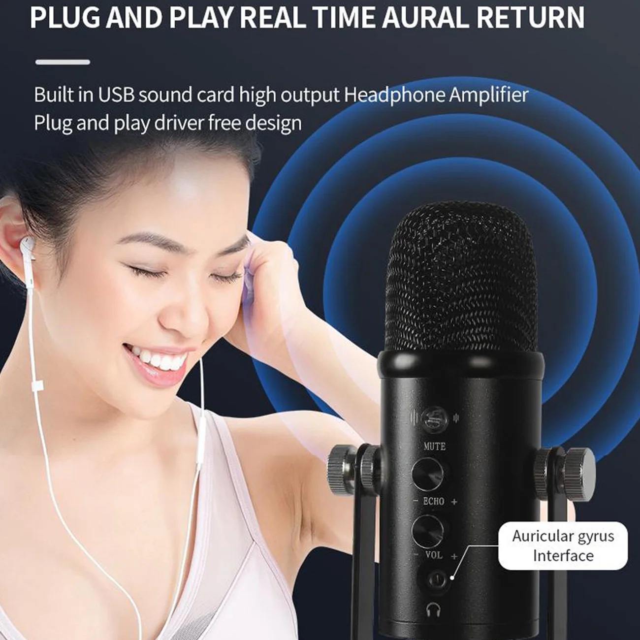 

USB Microphone Kit Computer Cardioid Mic Podcast Condenser Microphone with Arm Stand for KTV Live Broadcast Studio Recording