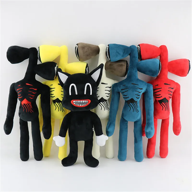 

Плюшевая игрушка в виде головы сирены, плюшевая аниме плюшевая черная мультяшная кошка, мягкие игрушки-животные, кукла, ужас, плюшевые игруш...