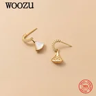 WOOZU натуральная 925 стерлингового серебра минимализм оболочки циркон серьги-гвоздики для женщин очаровательные свадебные простые ко дню рождения, ювелирное изделие, подарок