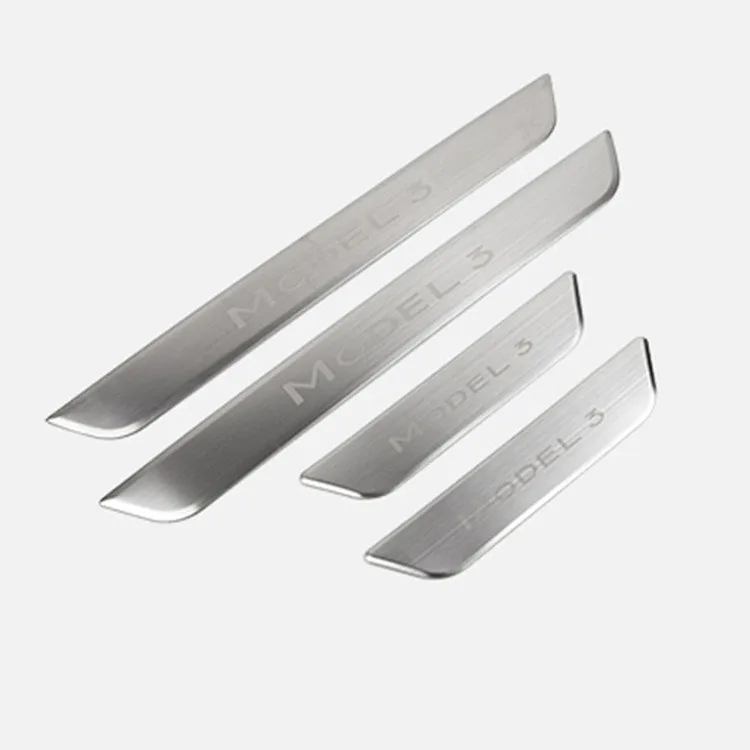 

Stainless Door Sill Protector Plate Scuff Guard 4pcs Fit for Tesla Model 3 2017-2021 Welcome Pedal