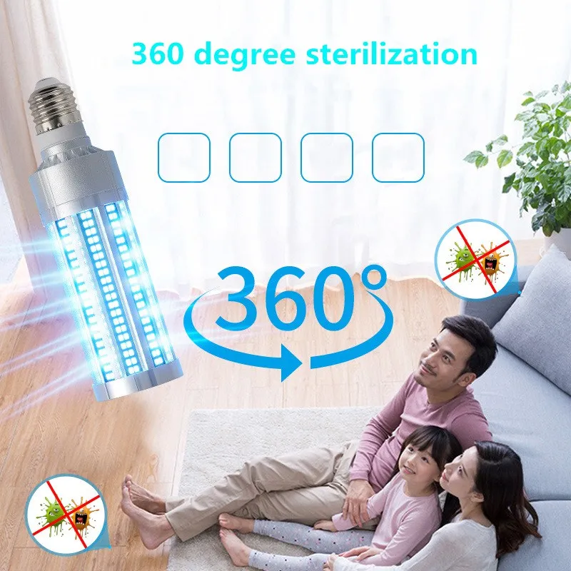 

2020 Newest 60W UV Germicidal Lamp UVC LED Light Bulb E26 E27 Base Ozone Free UVC Ultraviolet Corn Bulb Disinfection Sterilizer
